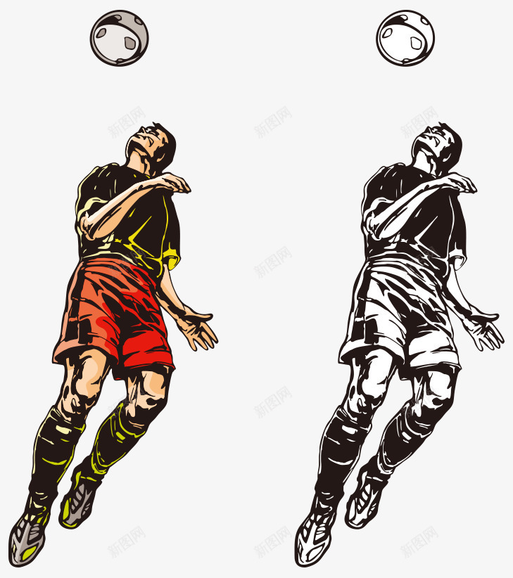 手绘的运动员颠球矢量图ai免抠素材_新图网 https://ixintu.com 插画 男运动员 线稿手绘 黑白运动员 矢量图