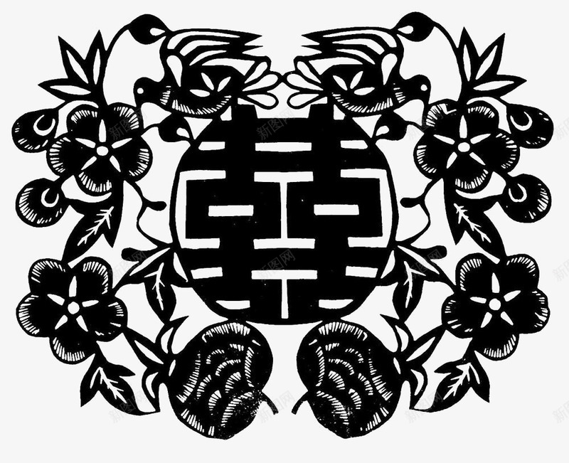 中国风双喜传统艺术镂空剪纸png免抠素材_新图网 https://ixintu.com 中国风 传统艺术 剪纸 双喜 镂空