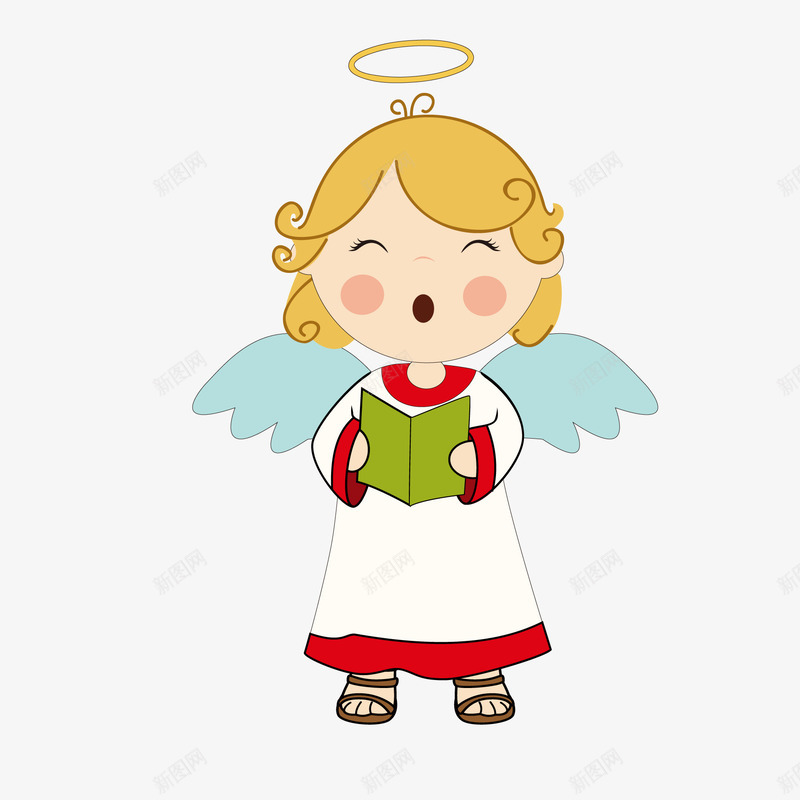 卡通唱歌的天使儿童矢量图ai免抠素材_新图网 https://ixintu.com 世界儿歌日 人物设计 儿童 卡通 唱歌 手绘 矢量图