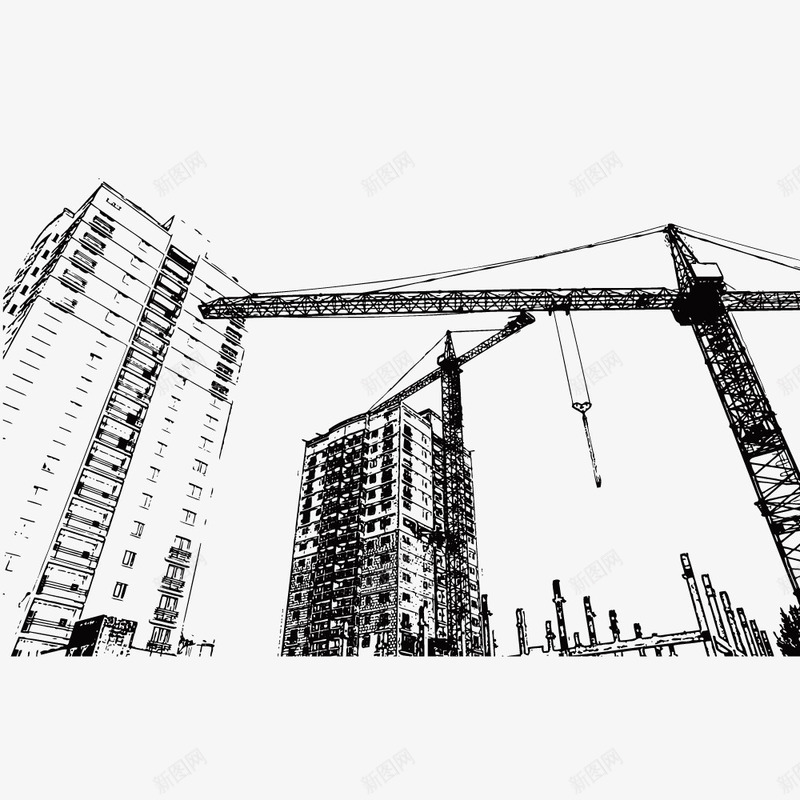 钢笔画线稿素描png免抠素材_新图网 https://ixintu.com 建筑 画线稿 素描 钢笔