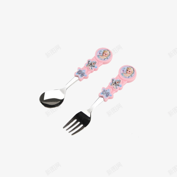 迪士尼儿童餐具勺子叉子套装冰雪png免抠素材_新图网 https://ixintu.com 产品实物 卡通勺叉 叉子勺子 餐具套装