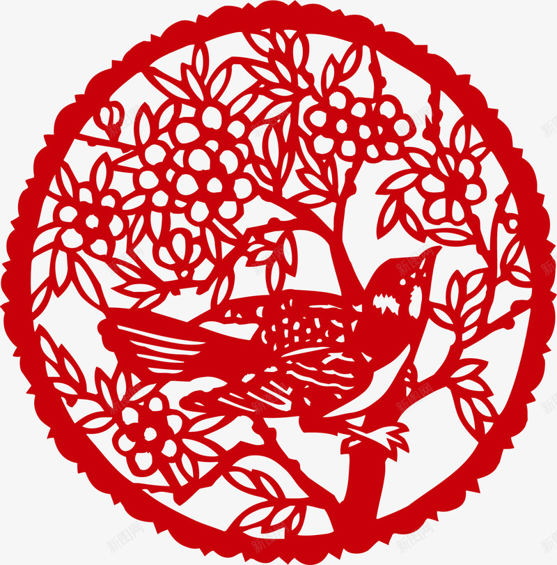 新年红色喜鹊剪纸png免抠素材_新图网 https://ixintu.com 中国风 喜鹊 喜鹊剪纸 新年剪纸 新春剪纸 红色喜鹊