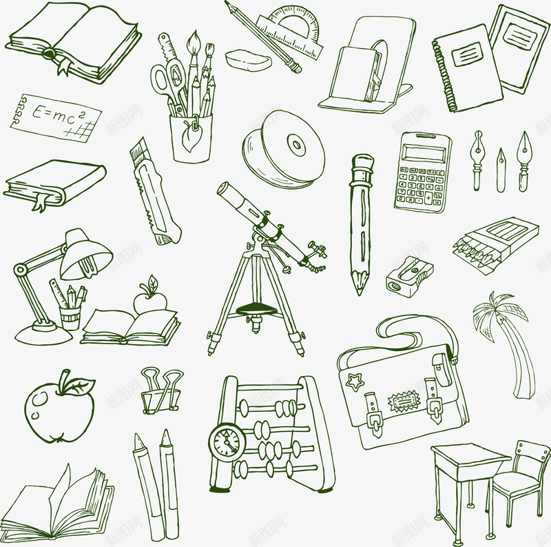 线描文具教学用具png免抠素材_新图网 https://ixintu.com 矢量线描文具教学用具 线描教学用具 线描文具教学用具 线描文具教学用具矢量图