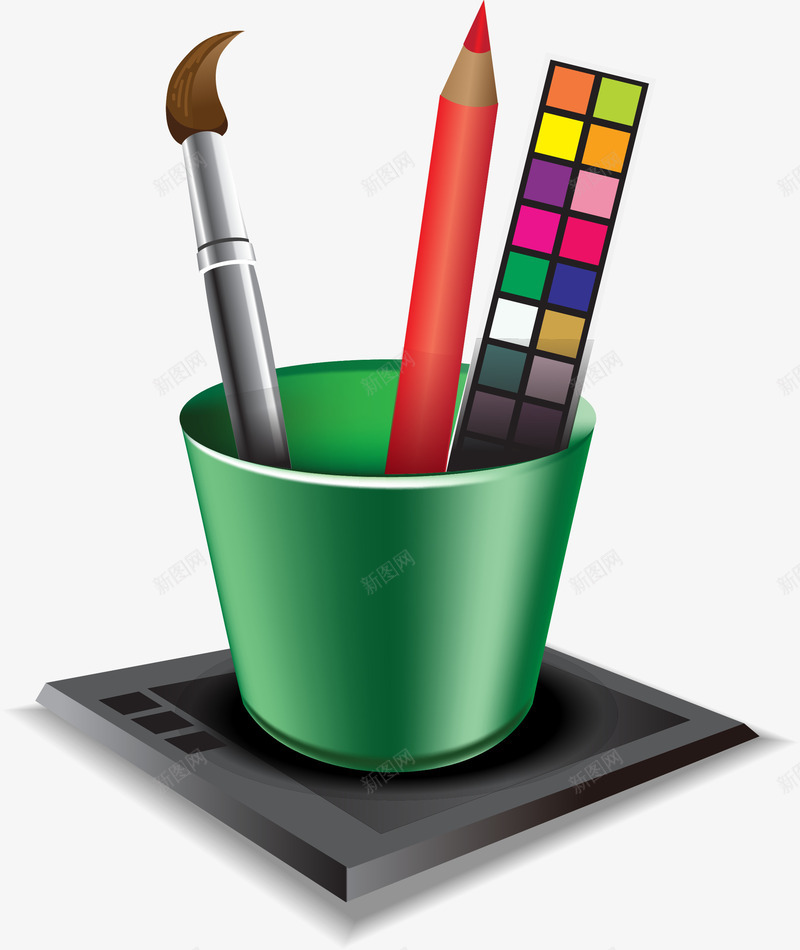 手绘绘画png免抠素材_新图网 https://ixintu.com 彩色铅笔 手绘 文具 画笔 立体 笔筒 绘画工具