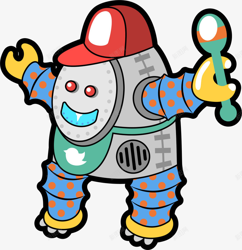 卡通科技时代机器人贴纸png免抠素材_新图网 https://ixintu.com 创想 创意 卡通动漫 卡通机器人 手绘 机器人 机器人设计 科技 科技时代