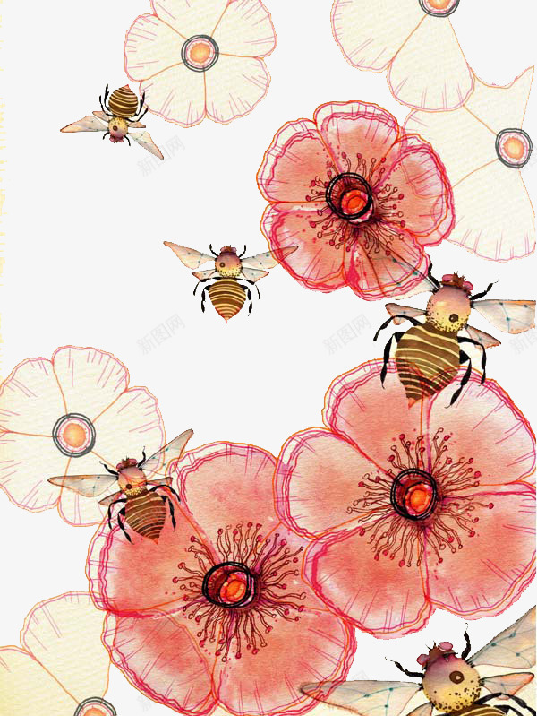 蜂蜜png免抠素材_新图网 https://ixintu.com 粉色 花 蜂蜜