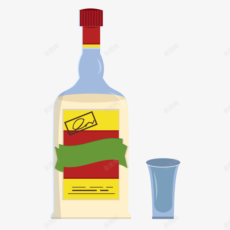 酒瓶跟酒杯矢量图ai免抠素材_新图网 https://ixintu.com 卡通 酒杯 酒瓶 矢量图