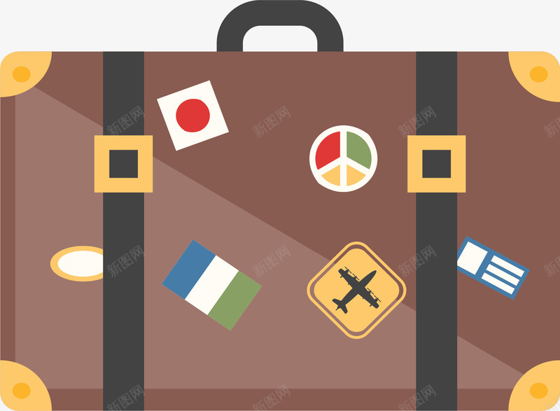 彩色贴纸旅游行李箱矢量图ai免抠素材_新图网 https://ixintu.com 彩色贴纸 旅游季 旅游箱子 棕色箱子 矢量png 行李箱 矢量图