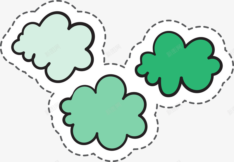 绿色手绘线稿植物卡通贴纸png免抠素材_新图网 https://ixintu.com 卡通贴纸 手绘 植物 环境 线稿 绿色 自然 虚线