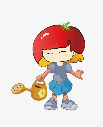 浇水的小女孩png免抠素材_新图网 https://ixintu.com 卡通娃娃 女孩 红头发娃娃