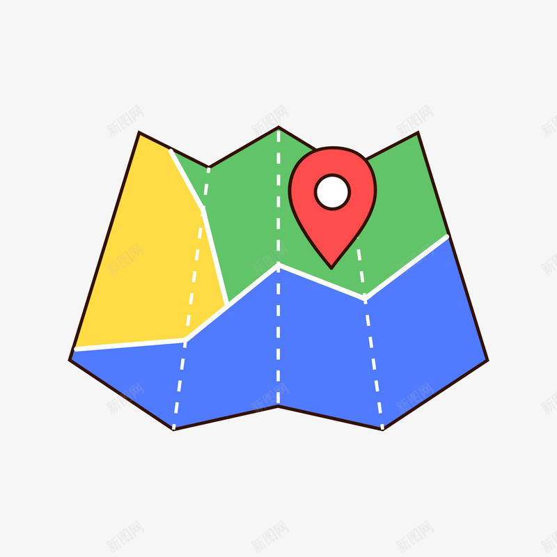 彩色手绘地图定位元素png免抠素材_新图网 https://ixintu.com 位置 创意 地图 定位 彩色 扁平化 手绘 线稿 虚线