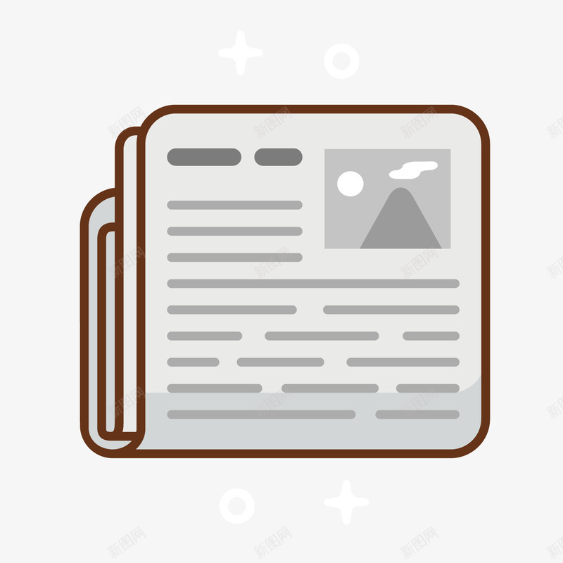 灰色报纸矢量图ai免抠素材_新图网 https://ixintu.com 商务 弯曲 手绘 报纸 新闻 灰色 线稿 矢量图