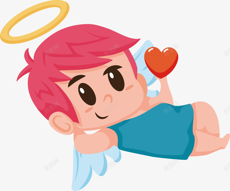 拿着爱心的小天使矢量图ai免抠素材_新图网 https://ixintu.com 创意 卡通手绘 清新 爱心 简约 粉嫩嫩 装饰 矢量图