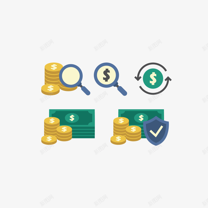 图标绿色金钱矢量图ai_新图网 https://ixintu.com 图标 金钱 钱 钱底纹 颜色 矢量图