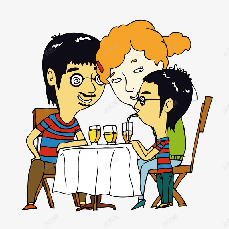 一家三口喝下午茶png免抠素材_新图网 https://ixintu.com 下午茶 亲人 卡通 家庭 插画