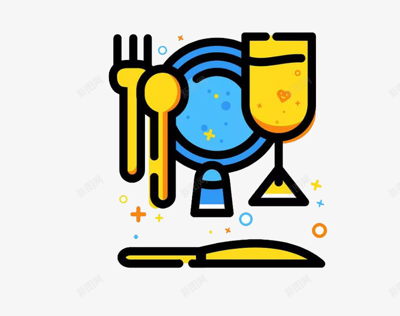 盘子酒杯刀叉png免抠素材_新图网 https://ixintu.com 修饰品 刀叉 卡通手绘 水彩画 盘子 装饰图案 酒杯