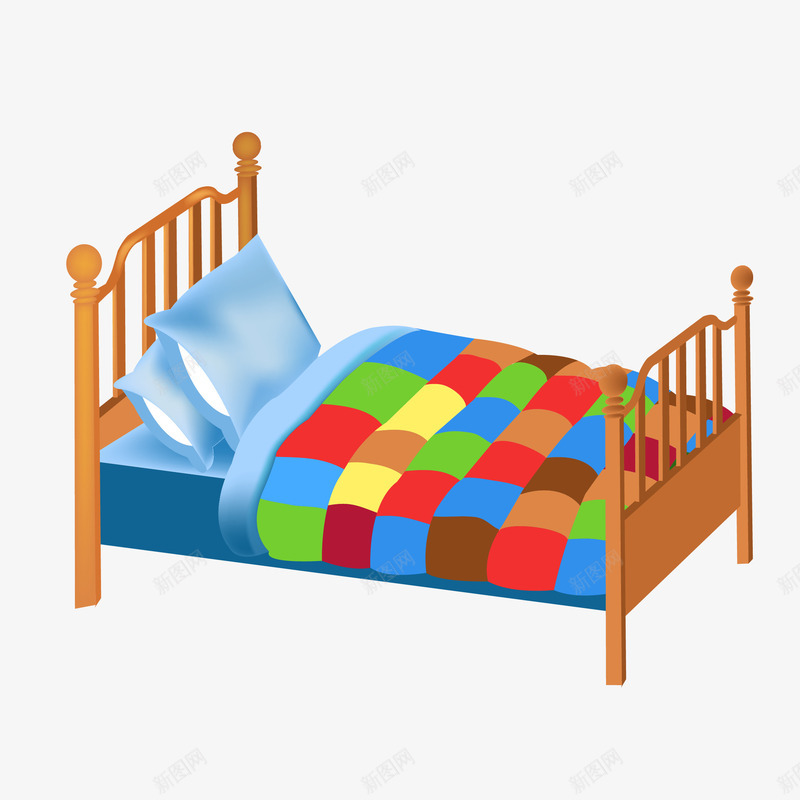 木头床矢量图ai免抠素材_新图网 https://ixintu.com 卧室家具 木头床 矢量图