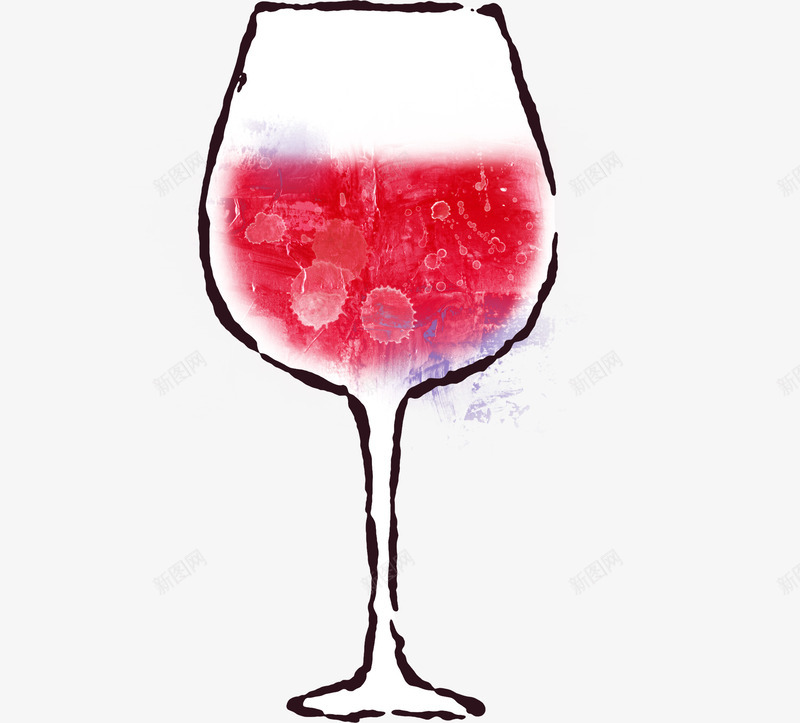 手绘红酒杯png免抠素材_新图网 https://ixintu.com 手绘 杯子 红色 红酒