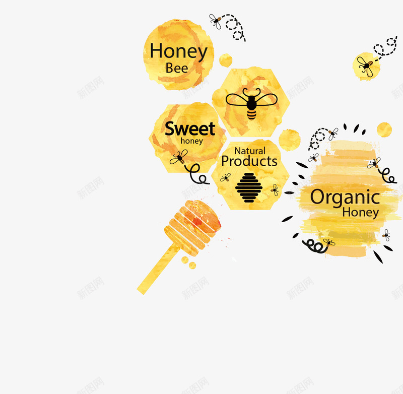 手绘蜂蜜矢量图图标ai_新图网 https://ixintu.com 图标 手绘 插画 蜂蜜 矢量图