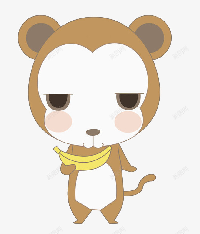 吃香蕉的猴子png免抠素材_新图网 https://ixintu.com 卡通 可爱的 失落的 小猴子 手绘 香蕉 黄色的