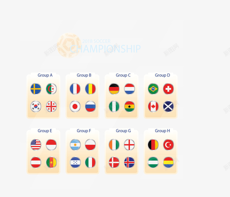 国旗符号世界杯分组矢量图ai免抠素材_新图网 https://ixintu.com 世界杯 世界杯比赛 俄罗斯世界杯 分组赛 矢量png 足球比赛 矢量图