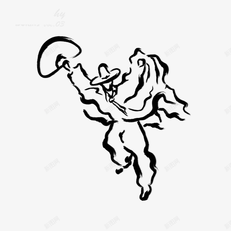 手绘线稿舞蹈png免抠素材_新图网 https://ixintu.com 人物 武术墨宝 水墨 舞蹈墨宝 黑色