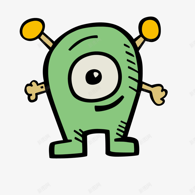 绿色怪物卡通插画矢量图ai免抠素材_新图网 https://ixintu.com 动物 卡通插画 可怕 外星人 怪物 矢量图 线稿 绿怪物 绿色 绿色妖怪 设计