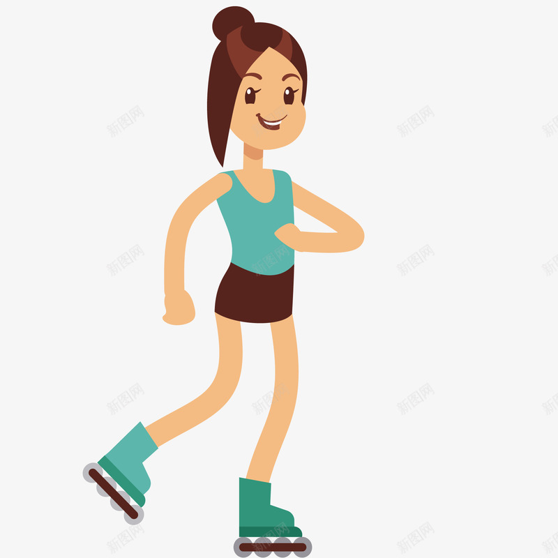卡通滑冰的女子矢量图ai免抠素材_新图网 https://ixintu.com 人物设计 卡通 比赛 滑冰 轮滑 运动 矢量图