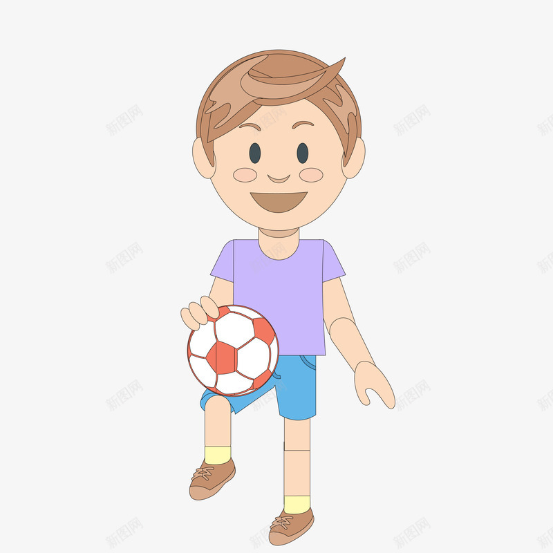 卡通踢足球的男孩矢量图ai免抠素材_新图网 https://ixintu.com 人物设计 提足球 校园运动会 比赛 男孩 矢量图
