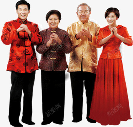 四人行拜新年png免抠素材_新图网 https://ixintu.com 图案 新春 素材