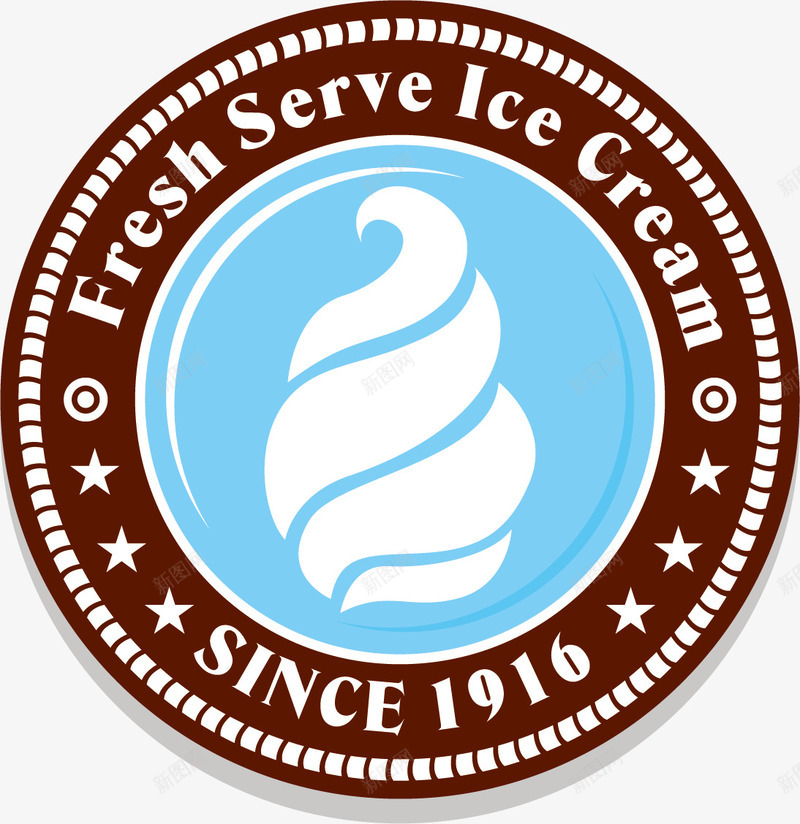 蓝色圆形冰淇淋贴纸png免抠素材_新图网 https://ixintu.com cream ice 冰淇淋 圆形 甜品 矢量图案 蓝色 贴纸标签