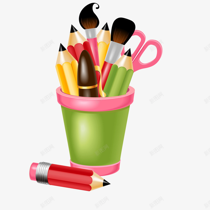 卡通铅笔笔筒矢量图ai免抠素材_新图网 https://ixintu.com 卡通 学习用品 文具 笔筒设计 铅笔 矢量图