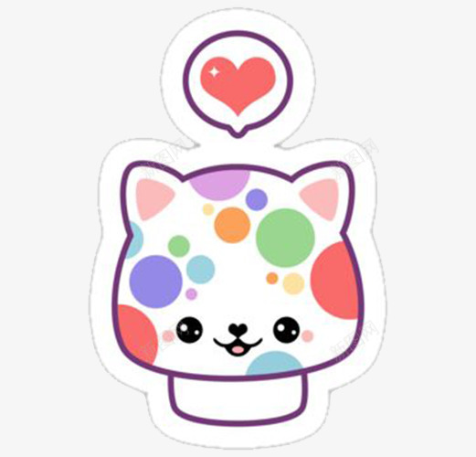 卡通波点猫咪png免抠素材_新图网 https://ixintu.com 书签 图案 装饰 贴纸