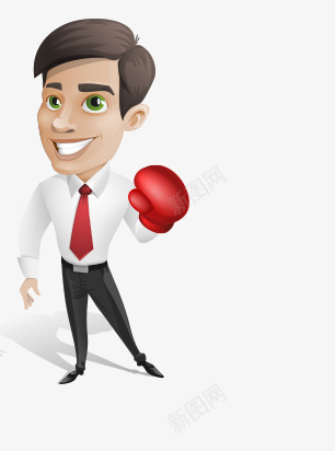 卡通人员png免抠素材_新图网 https://ixintu.com 业务员 卡通 拳击 比赛 红色 金融