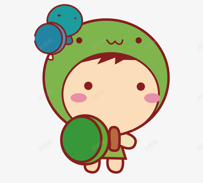 绿色卡通小人png免抠素材_新图网 https://ixintu.com 卡通 可爱的娃娃