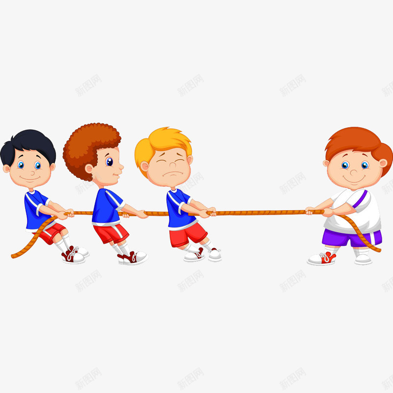 卡通拔河比赛png免抠素材_新图网 https://ixintu.com 人物 卡通 小朋友拔河 拔河 运动