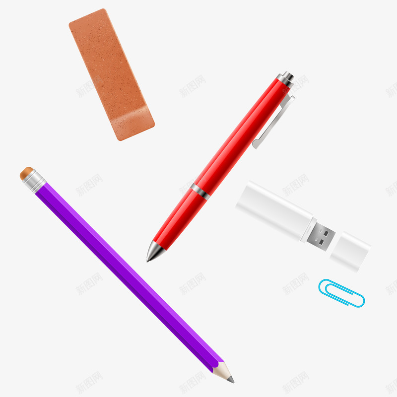 精美办公文具png免抠素材_新图网 https://ixintu.com U盘 办公文具 办公文具矢量素材 回形针 文具免费png下载 精美文具 铅笔