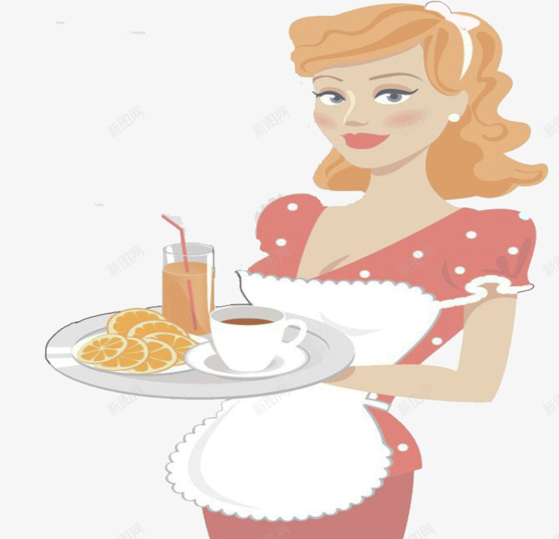 女性仆人png免抠素材_新图网 https://ixintu.com 仆人 佣人卡通 女佣人 拿着食物的仆人 服务人员 服务员
