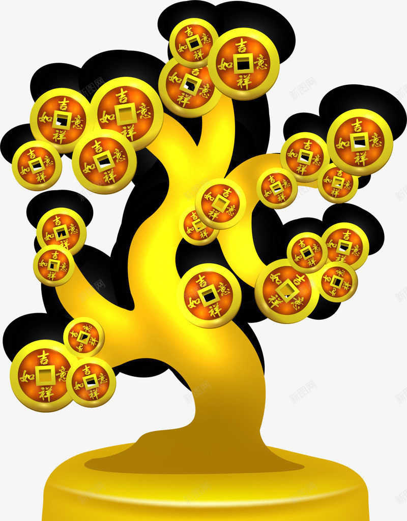 新年金色摇钱树摆件png免抠素材_新图网 https://ixintu.com 摇钱树摆件 新年摆件 新春摆件 财宝 金币树 金色摇钱树 金色铜钱