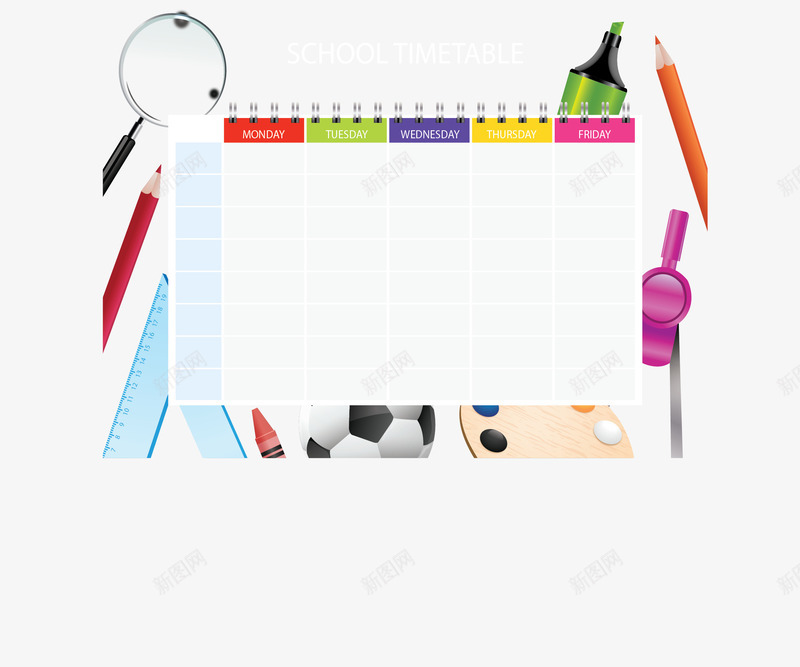 开学日文具课程表矢量图ai免抠素材_新图网 https://ixintu.com 卡通文具 开学日 文具 矢量png 课程表 课表 矢量图