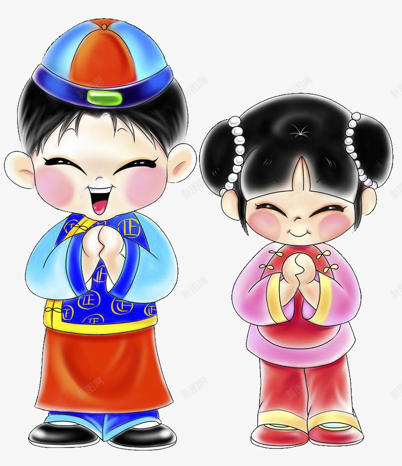 双手抱拳的两个娃娃png免抠素材_新图网 https://ixintu.com 卡通 双手抱拳 娃娃 抱拳 抱拳手势