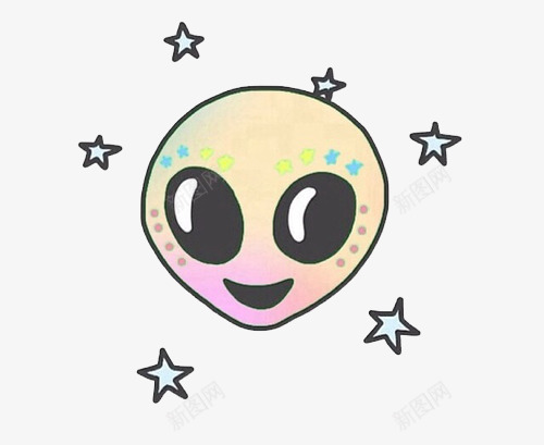 可爱外星人png免抠素材_新图网 https://ixintu.com 五角星 外星人 渐变 颜色