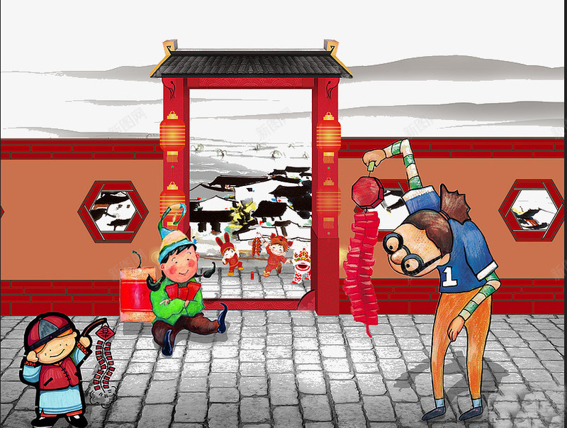 过新年点炮仗png免抠素材_新图网 https://ixintu.com 新年 灯笼 炮竹 迎新春