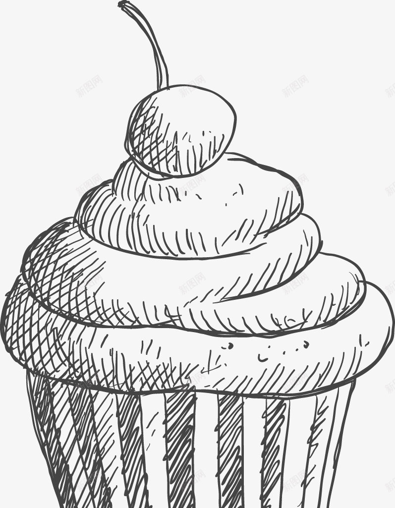 冰淇淋食物线稿矢量图图标ai_新图网 https://ixintu.com 冰淇淋 手绘 线稿 食物 矢量图