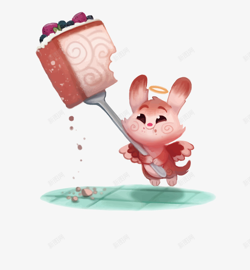 蛋糕小天使png免抠素材_新图网 https://ixintu.com 卡通 叉子 可爱 天使 手绘 甜点 矢量蛋糕 蛋糕