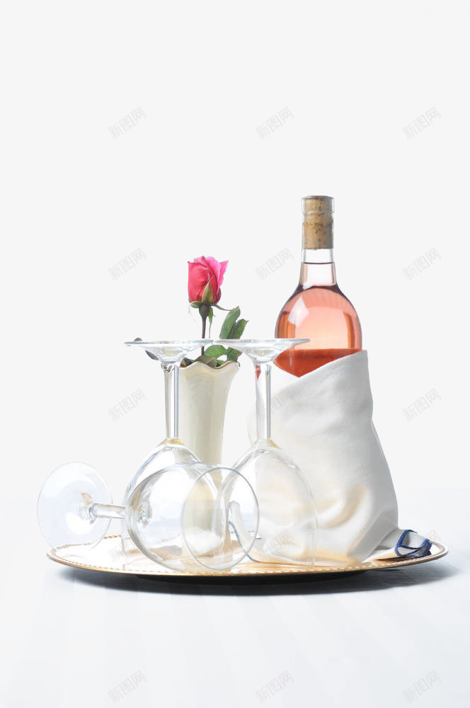 香槟酒装饰图案png免抠素材_新图网 https://ixintu.com 情调 红玫瑰 红酒杯 西餐 酒水 香槟