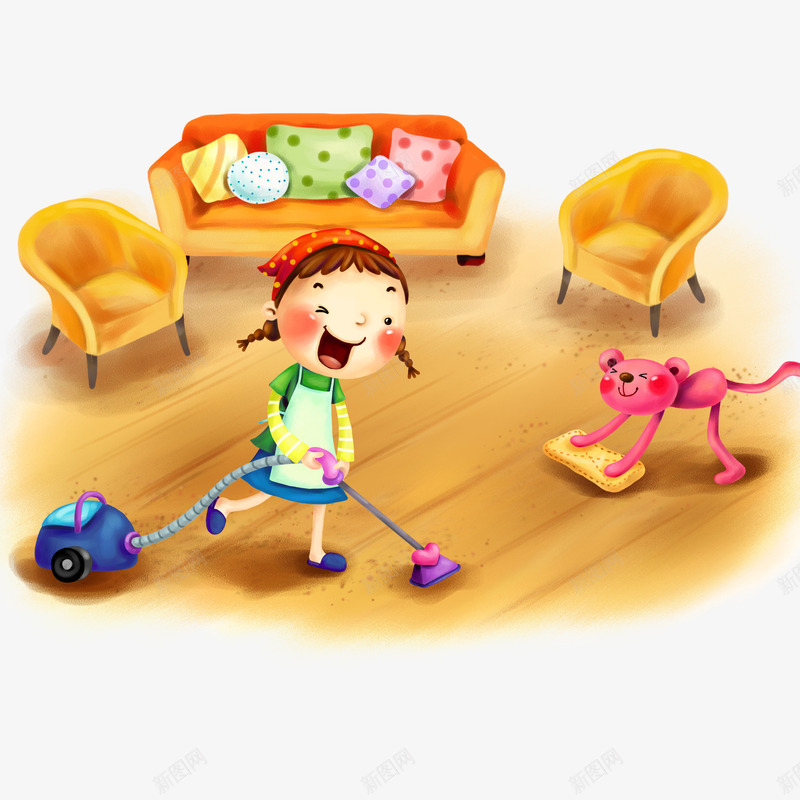 家庭打扫卫生的小女孩png免抠素材_新图网 https://ixintu.com 卫生 家庭 小女孩 打扫 搞卫生
