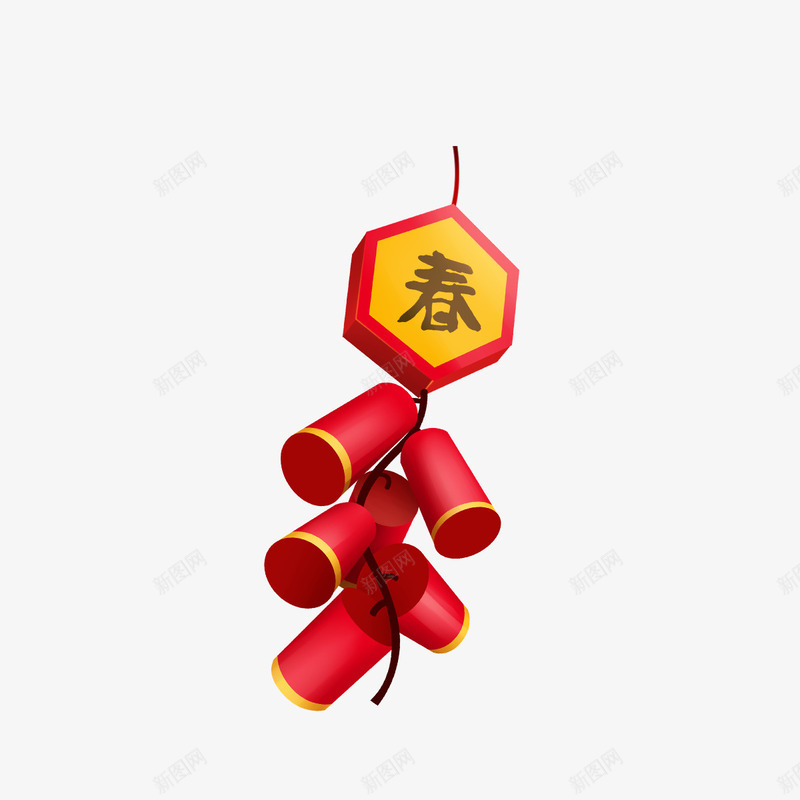 红色春节悬挂psd免抠素材_新图网 https://ixintu.com 光泽 悬挂 扁平化 春节 渐变 立体 红色 质感 鞭炮