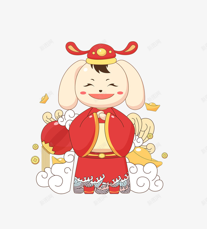 卡通新年快乐恭喜发财psd免抠素材_新图网 https://ixintu.com 2018 卡通 恭喜发财 新年快乐 新春 狗年 福娃