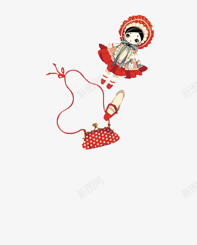 可爱的红色娃娃png免抠素材_新图网 https://ixintu.com 娃娃 布娃娃 红色 背带
